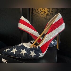 INC Red and Navy USA Flag Pointed Toe Pumps, Size 11 - NEW, IN BOX